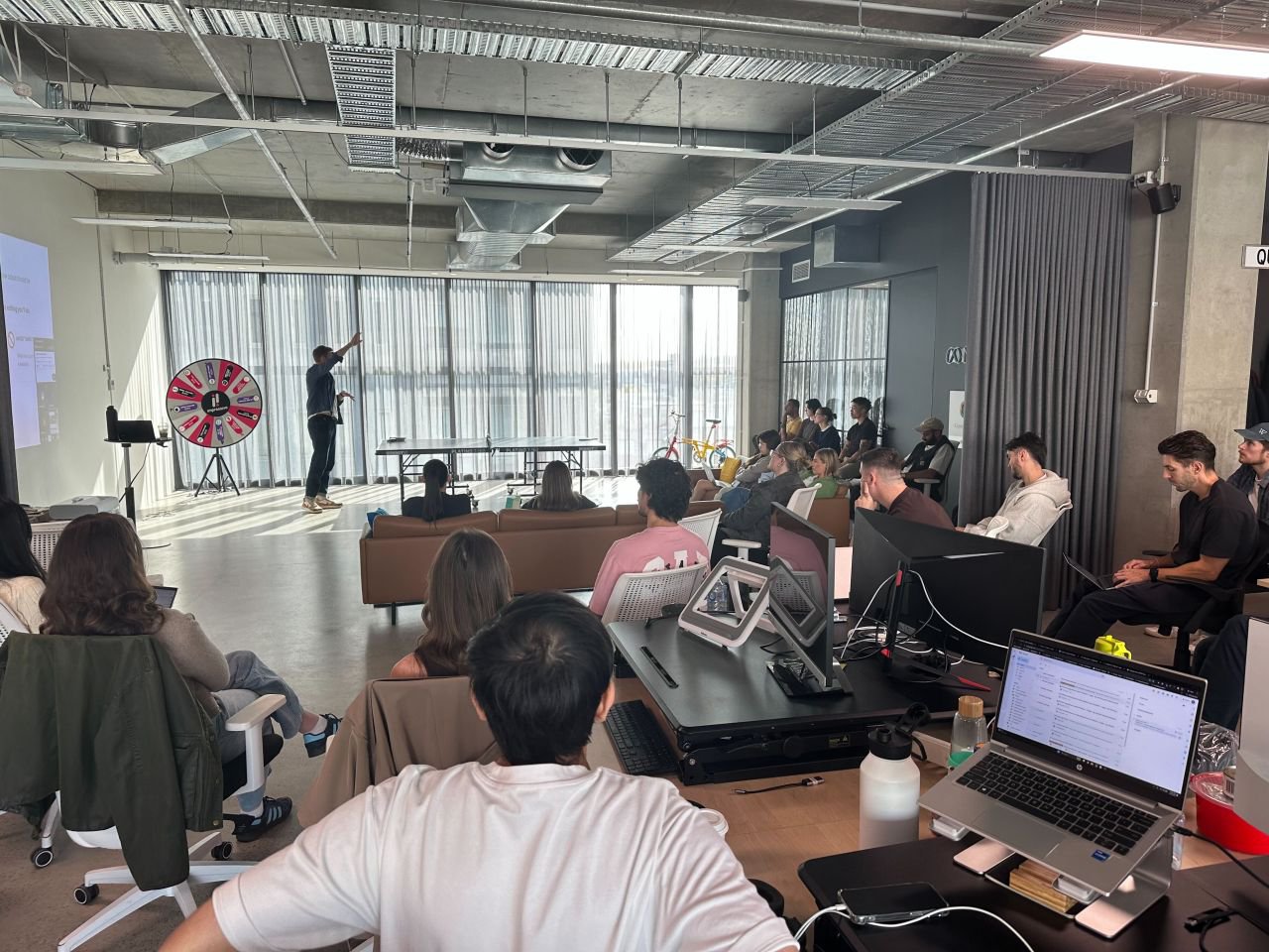 Jeremy McDonald presenting to the Impression team in their office